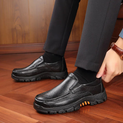 Genuine Leather Shoes Men Loafers Soft Cowhide Mens Casual Shoes Brand Male Footwear Black Brown Slip-on Thick Sole