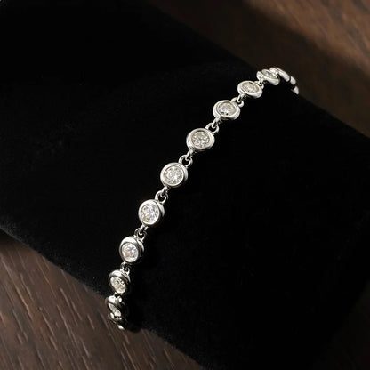 3mm Moissanite Tennis Bracelet GRA Certified s925 Sterling Sliver Dainty Bezel Bracelets for Women Man Wedding Jewelry