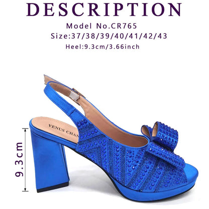 Black Color Elegant High Heels Nigeria Popular Design African Ladies Shoes And Bag Set for Wedding Party