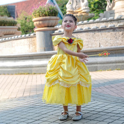 Girls Belle Cosplay Princess Dress Children Beauty Beast Clothes Birthday Carnival Christmas Party Costume Kids Ball Gown 2-11T