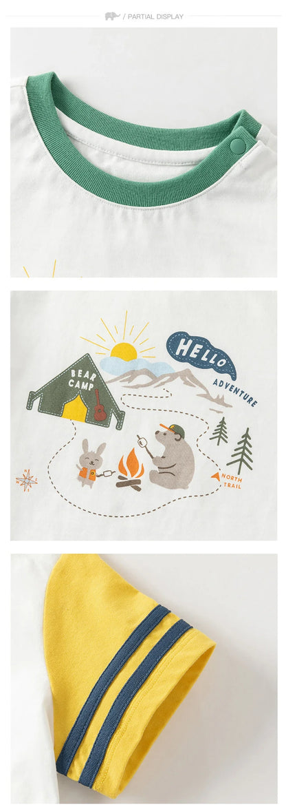 Boys Summer Suit Children Printed Short Sleeve T-shirt Shorts Two-Piece Set Casual Tops Pants Clothing Set DB2260680