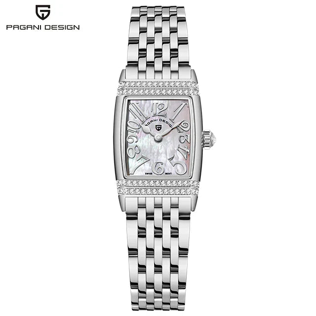 Pagani Design New 22mm Square Women's Quartz Watch Stainless Steel Sapphire Glass 50m Waterproof Women's Quartz Watch