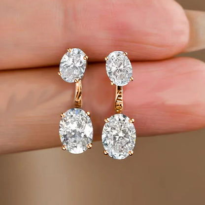 6cttw Oval Cut Moissanite Diamond Stud Earring with Certificate S925 Silver 2-wearing Detachable Earcuff Drop Earring for Women