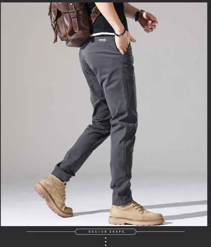 Spring New Men Casual Pants Slim Fit Stretch Arrivals Fashion Button Desinger Men's Streetwear Brand Male Clothing