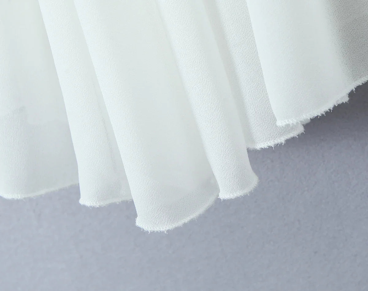 Women White  Big Backless Sling Dress O neck Back Zipper Loose Swing Mini Short Dresses Holiday Robe