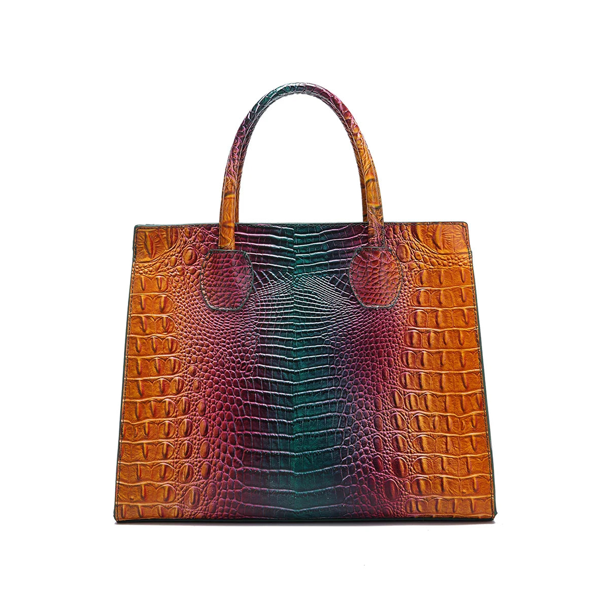 3 Pcs Crocodile Pattern Handbag & Purses Set, Multi-functional Vintage Top Handle Crossbody Bag & Business Clutch Bag & Card Coi