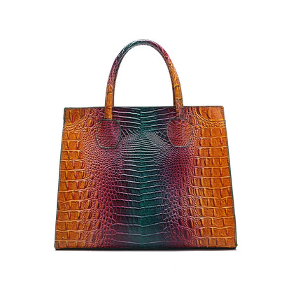 3 Pcs Crocodile Pattern Handbag & Purses Set, Multi-functional Vintage Top Handle Crossbody Bag & Business Clutch Bag & Card Coi