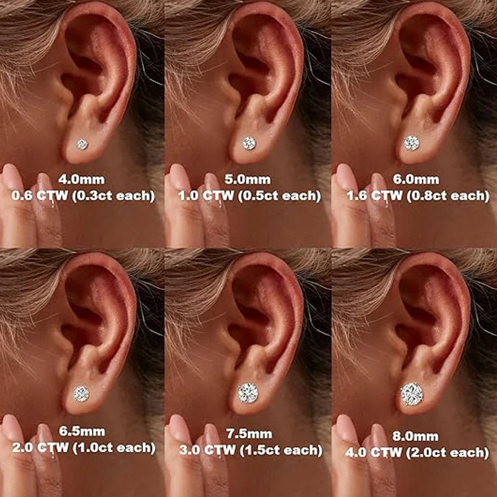 2.0ct Moissanite Earrings for Women Lab Grown Diamond Ear Studs 925 Sterling Silver Fine Jewelry Gift