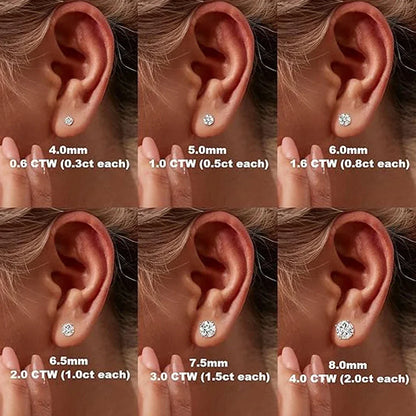 2.0ct Moissanite Earrings for Women Lab Grown Diamond Ear Studs 925 Sterling Silver Fine Jewelry Gift