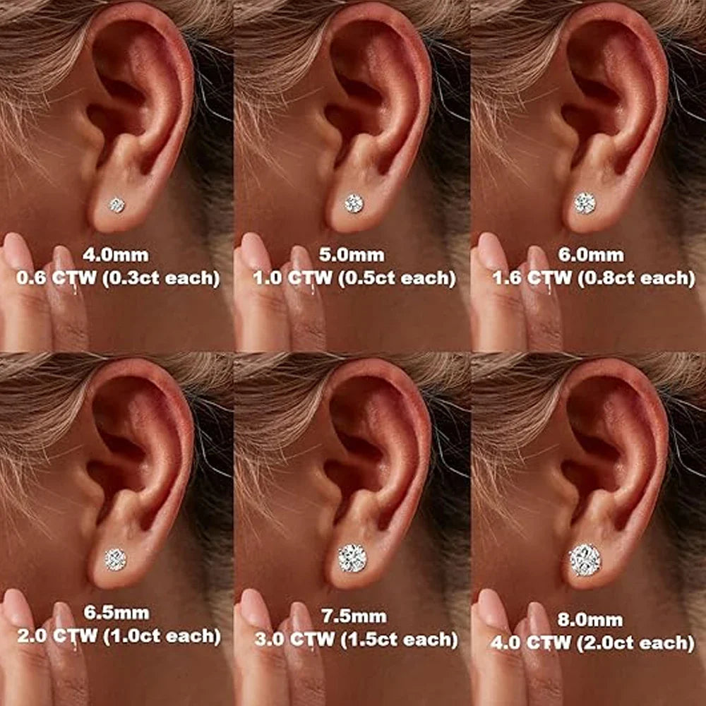 2.0ct Moissanite Earrings for Women Lab Grown Diamond Ear Studs 925 Sterling Silver Fine Jewelry Gift