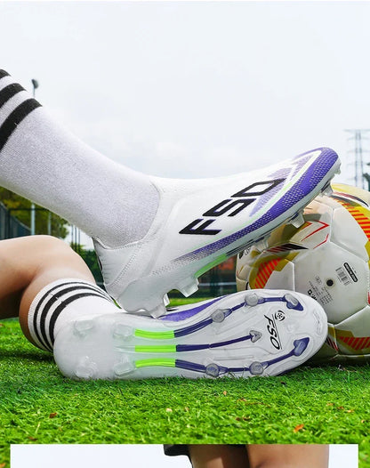 New Men Soccer Shoes Grass Cleats High-quality Match Outdoor Football Boots Non-Slip Boys Sneakers Hot-selling High-top Light