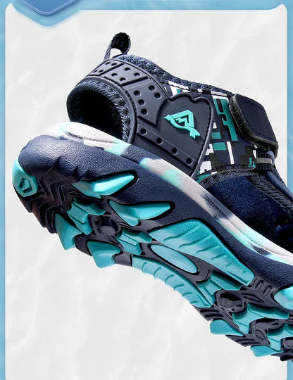 Summer Sport Sandals for Children's 5-16 Years Boys Breathable Anti-Slip Beach Shoes Outdoor Anti-Bump Closed Toe Sandails