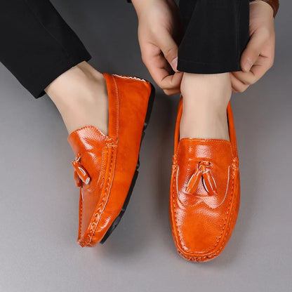 Sapatos Masculinos Loafers Confortáveis Slip-on Mocassins para Dirigir Calçados Masculinos Marca Marrom de Couro Sapatilhas Casuais para Homens
