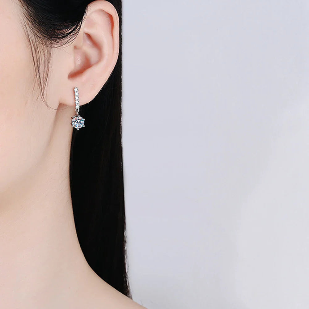 1ct D Color Moissanite Earrings for Women Sparkling Diamond Fine Jewelry with GRA 925 Sterling Sliver Plated 18k Earrin