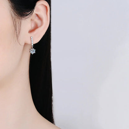 1ct D Color Moissanite Earrings for Women Sparkling Diamond Fine Jewelry with GRA 925 Sterling Sliver Plated 18k Earrin