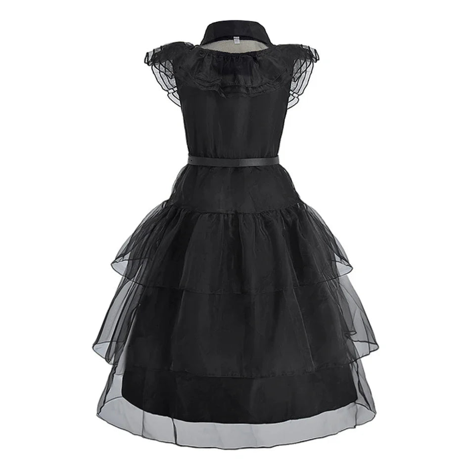 Girl Costume Kids Cosplay Black Princess Dress Children Pageant Dinner Dress Girl Halloween Party Dancing Clothing