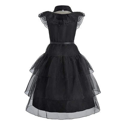 Girl Costume Kids Cosplay Black Princess Dress Children Pageant Dinner Dress Girl Halloween Party Dancing Clothing