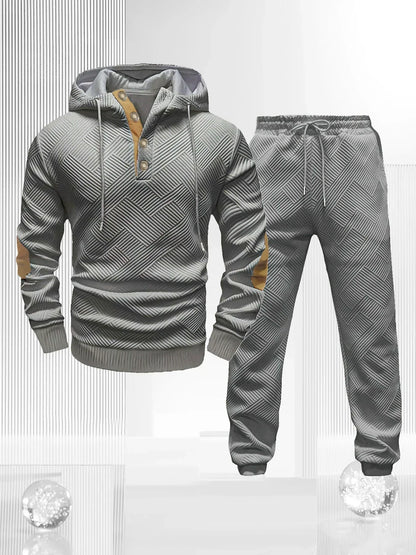 Men's Sportswear Solid Color Joggers Hoodie Sweatshirts and Long Pants 2 Piece Set Fashionable Casual Sports Set Men's Tracksuit