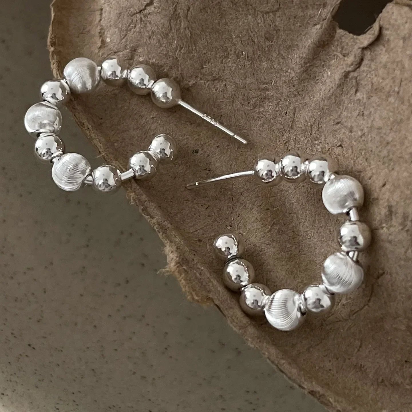 New 925 Sterling Silver Hoop Earrings Pearl Droplet Irregular Vintage Punk For Women Girl Gift Jewelry Dropshipping Wholesale