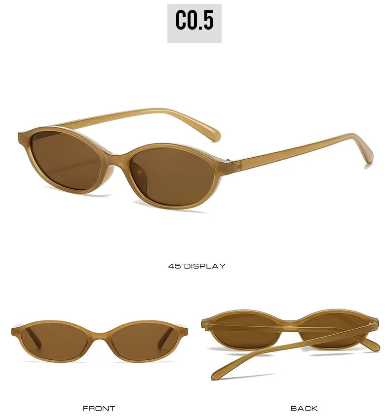 2025 Women's Leopard Brown Sunglasses Fashion Brand Small Frame Sun Glasses Ladies Retro Oval Eyewear Shade Oculus De Sol