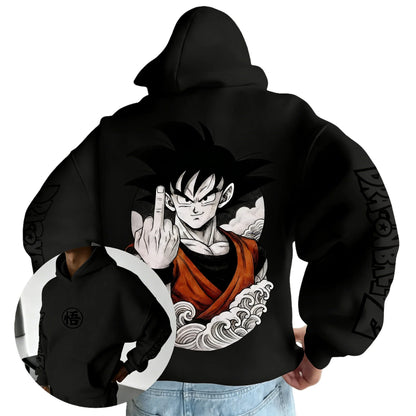 Retro Anime Hoodie, Japanese Style Goku Print Men's Pure Cotton Hoodie, Casual Loose Sports Daily Version