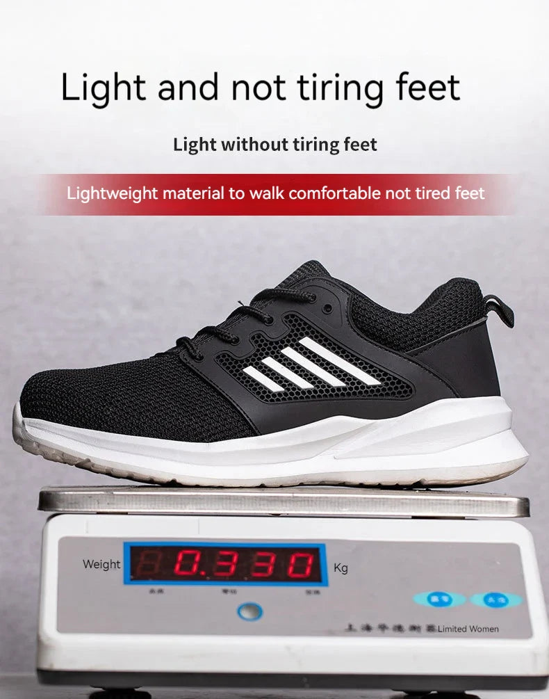 Safety Shoes for Men Steel Toe Safety Sneaker Anti-Smashing Black Work Boots Comfortable Wear-resisting Boots for Work as Hiking