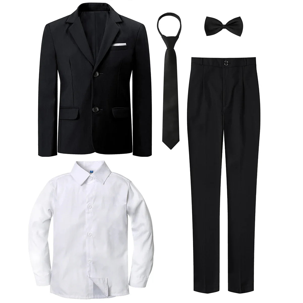 Boys Suit Kids Wedding Tuxedo Easter Birthday Party Gift Formal Perform Outfit Set Pants + Blazer + Dress Shirt + Necktie 4PCS