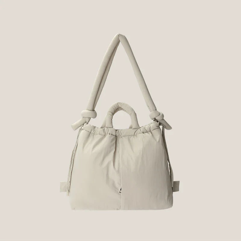 Casual nylon padded tote bag designer soft puffer women shoulder crossbody bags Simple Vintage large capacity handbags 2025