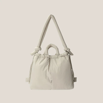 Casual nylon padded tote bag designer soft puffer women shoulder crossbody bags Simple Vintage large capacity handbags 2025