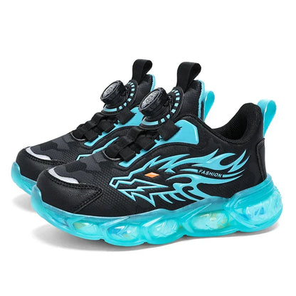 New Anti-skid Leather Kids Sneakers for Boys Running Walking Lightweight Casual Shoes With Fashion Dragon Pattern Shoes