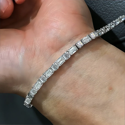 Asscher/Emerald Cut All Moissanite Diamond Tennis Bracelets for Women Men S925 Silver Plated 18k Gold Squre/RectangleWrist Chain
