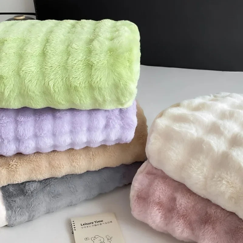 1pc Bubble velvet milk velvet blanket is soft  warm  breathable and can be used as a blanket  bed sheet  or blanket