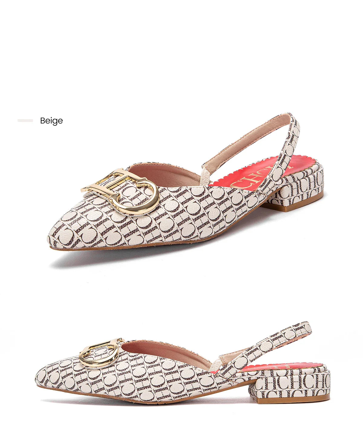 Classic Women's New 2024 Women's Low Heel Sandals Fashion Retro Design Letter Women's New Low Heel Shoes
