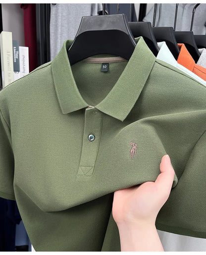 100% pure cotton high-end brand men's short sleeve polo shirt comfort lightweight summer casual T-shirt youthful fashionable top