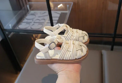 New Sandals Summer Children's Woven Casual Baby Shoes Girls Beach Shoes Slipper Baby Girl Shoes Size 22-31