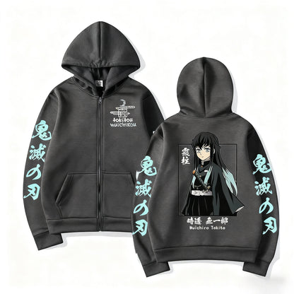 Anime Jacket Zip Up Casual Tops Streetwear 2026 Autumn Winter Long Sleeve Pullover Men Women