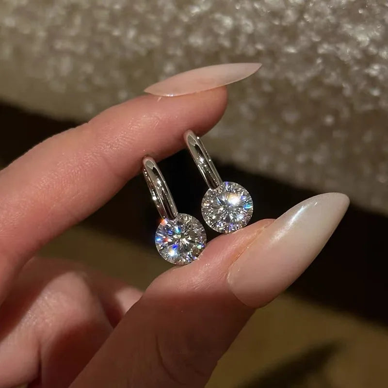 6.5mm 2CTTW Moissanite Wedding Hoop Earrings for Women Charm Lab Diamond Earring Fine Jewelry 100% S925 Sterling Silver