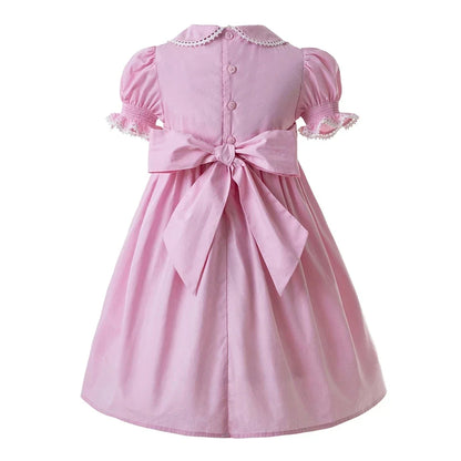 Pettigirl Children Kids Girls Summer Handmade Pink Princess Smocked Birthday Dresses Outfits Gift Size 2 3 4 5 6 8 10 12Y