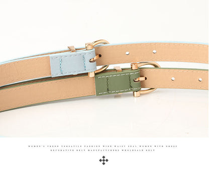 2023 Women Belts New PU Leather Simple Metal Buckle Belt Girls Dress Jean Pants Waistband Belts for Lady Luxury Designer Brand