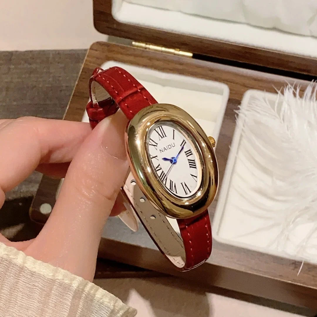 Fashion Oval Dial Women's Watch Casual Leather Band Analog Quartz Watches Female Wristwatch Dropshipping Clock Reloj De Mujer
