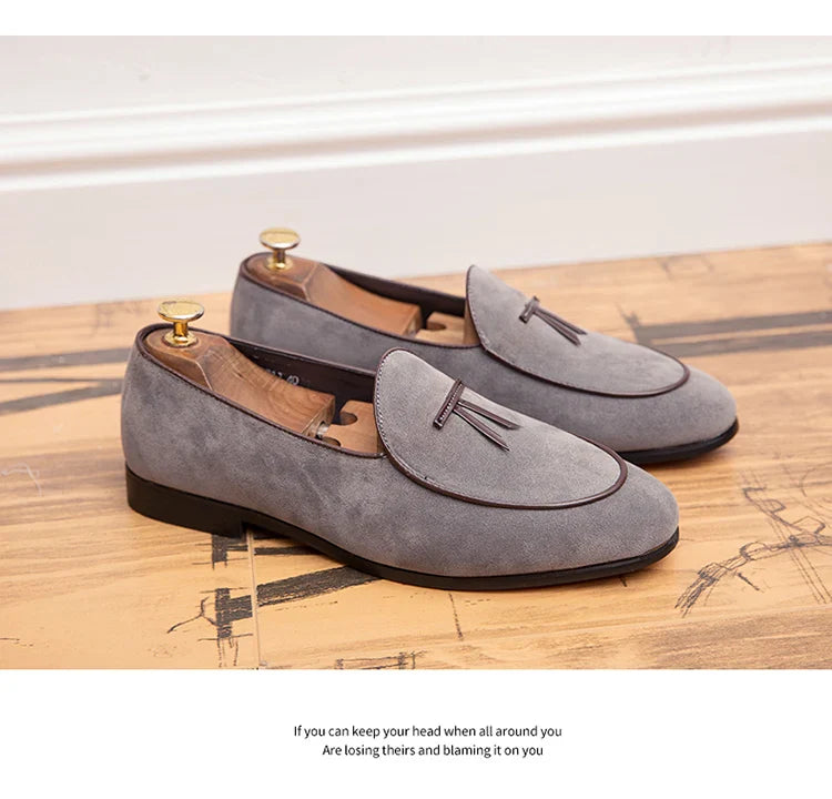 Loafers men Korean version of the trend British fringe men's shoes suede sanded bean shoes a slip-on small leather shoes