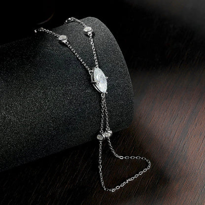 D VVS1 Moissanite Finger Bracelets for Women Bohemia Rhombus Marquise Cut Bracelet Hand Jewelry s925 Silver Thin Chain