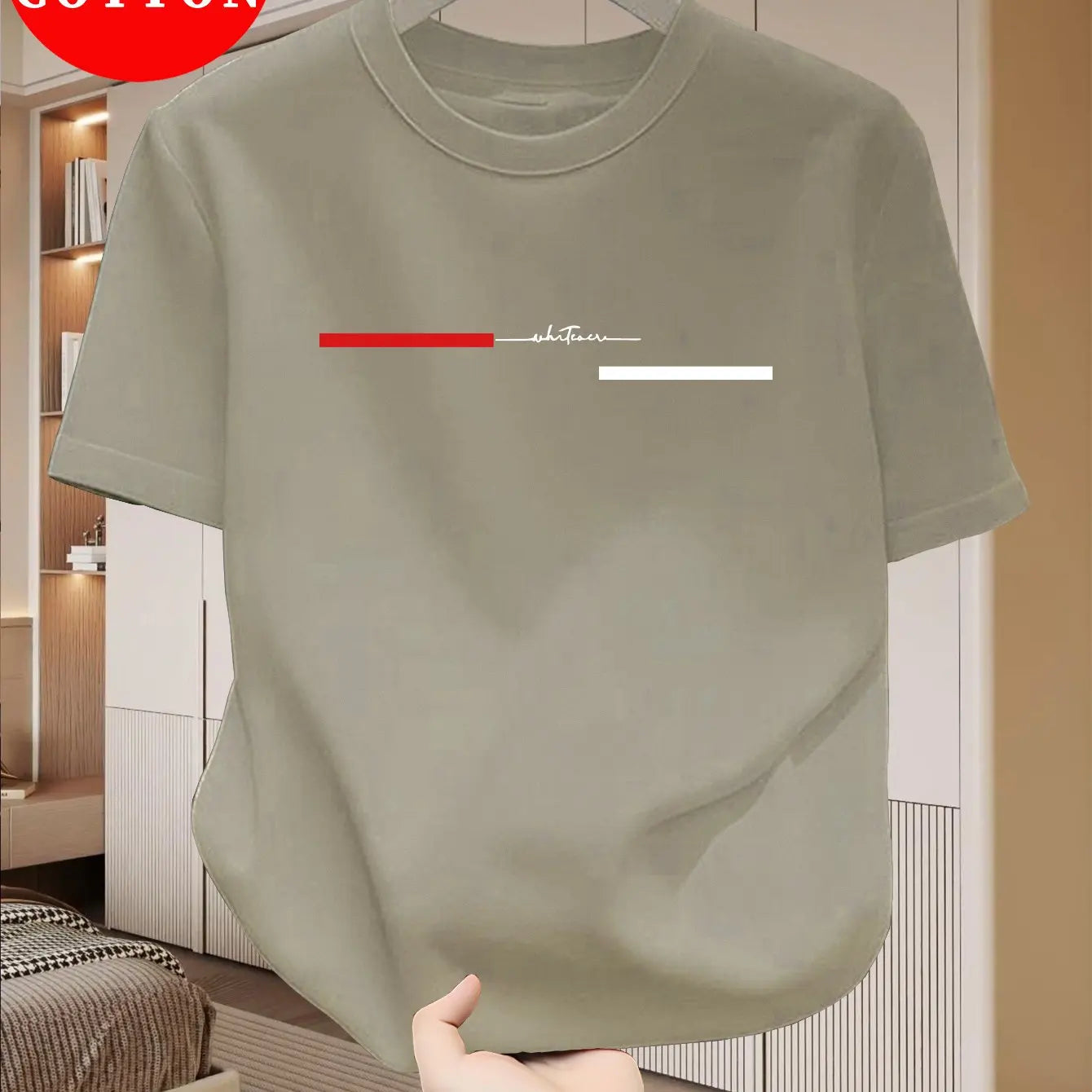 100% cotton men's loose T-shirt fashionable whatever letter pattern printed short sleeved round neck casual top