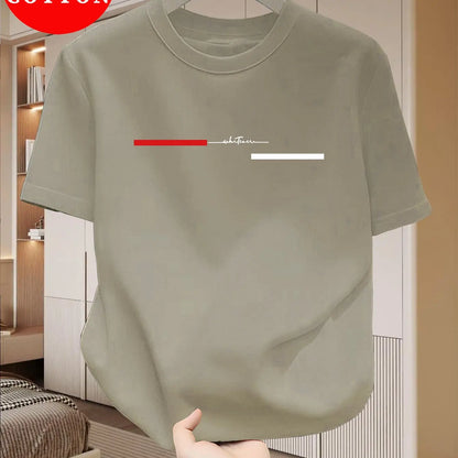 100% cotton men's loose T-shirt fashionable whatever letter pattern printed short sleeved round neck casual top