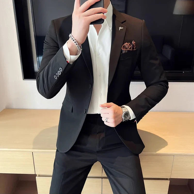Terno Masculino Casual de Escritório Noivo Casamento Blazer Calça Social