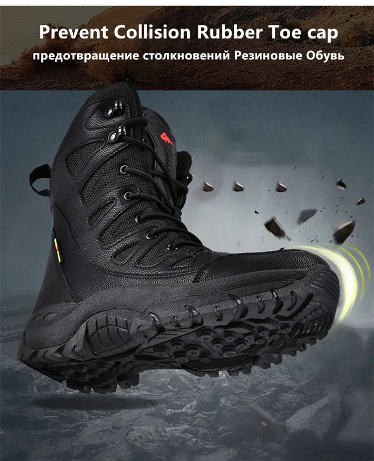 New Waterproof Men's Boots Outdoor Non-slip Men Hiking Boots High Top Winter Men's Motorcycle Boots Rubber Men Work Desert Boots