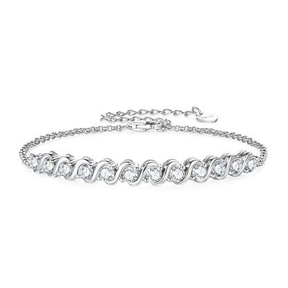Real 3mm D Color Moissanite Infinity Bracelet for Women 925 Silver Adjustable Chain 2025 Trend Certified Fine Jewelry Gift