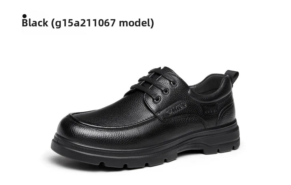 Golden Camel Men's Shoes 2026 New Business Casual Soft Sole Leather Shoes Brand Design Soft Soles Non-slip Velvet Warm Loafers