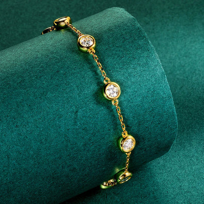 4mm Classic Bubble Moissanite Bracelet for Women 8 Stones Sparkling Lab Diamond Tennis Bracelet 925 Sterling Silver