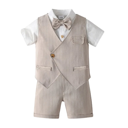 Flower Boys Wedding Outfit for 1-7 Years Kids Gentleman Vest Suit Children Birthday Formal Summer Clothes